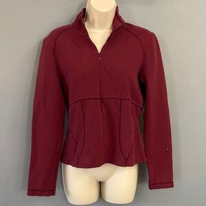 Athleta Burgundy Half Zip Performance Jacket Medium Thumbholes